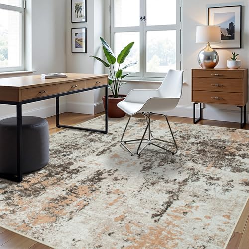 6x9 Area Rugs for Living Room Washable Bedroom Dining Room Brown Beige (Brown White/Beige / 6' x 9' (Rectangular))