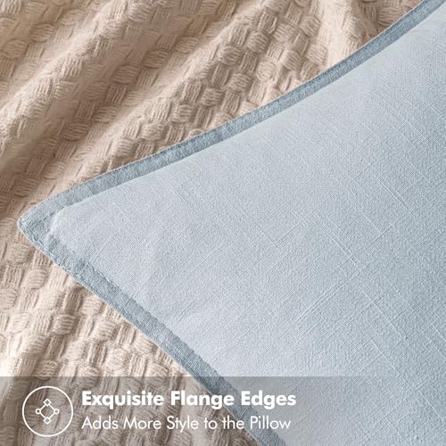 Decorative Linen Euro Sham Pillow Covers 24x24 Light Blue (Light Blue / 24" x 24" (Pack of 2))