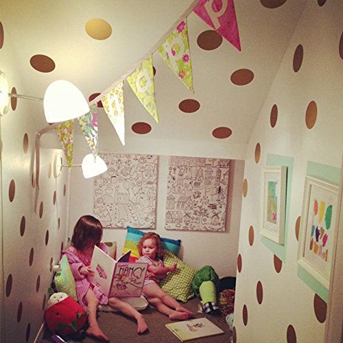 Gold Polka Dot Wall Decals for Girls Bedroom (Gold Dot / 10 Sheets)