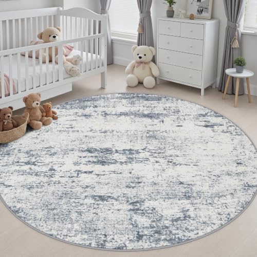 Round Area Rug Living Room (Blue Grey / 8' (Round))