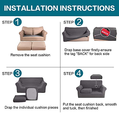 3 Piece Sofa Covers for 2 Cushion Couch Sofa Slipcover Soft Couch Cover for Dogs (Sofa (2 Cushion) / Charcoal Gray)