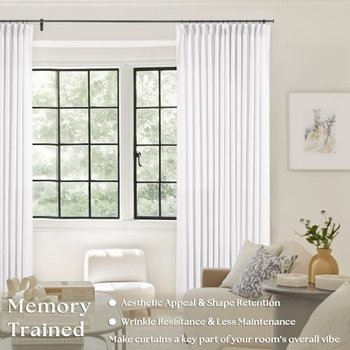Snow White Linen Pinch Pleated Curtains 86 Inches Long 2 Panels (Snow White / 40"W x 86"L (Pack of 2))