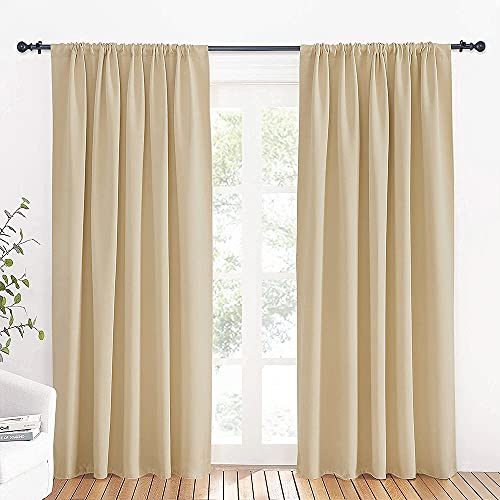 Large Curtains for Bedroom Living Room Dining Room 84 inches Long (Biscotti Beige / 70"W x 84"L (Pack of 2))