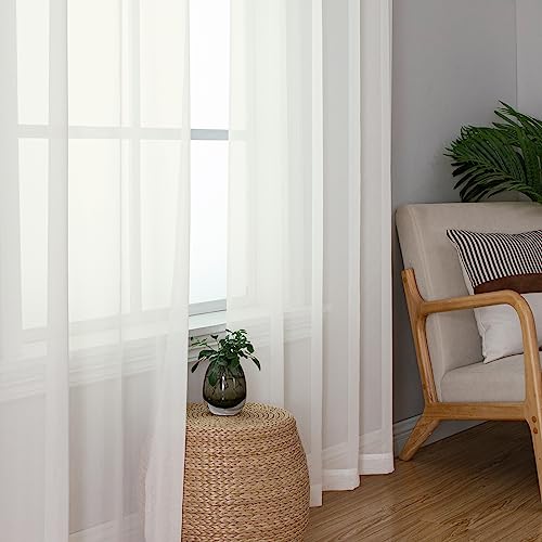 Modern Sheer Window Curtains (40"W x 96"L (Pack of 2) / Ivory)