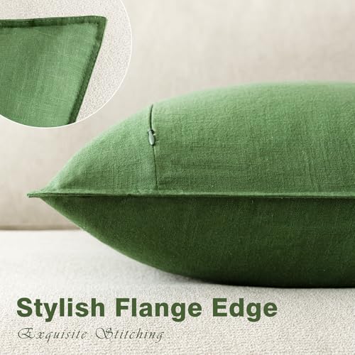 Linen Solid Decorative Throw Pillow Covers 20x20 Forest Green (20" x 20" (Pack of 2) / Forest Green)