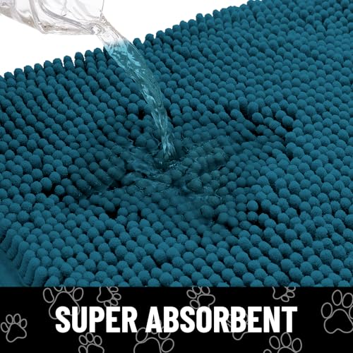 Dog Door Mat for Muddy Paws (36"X24" / Atlantic Blue and Black)