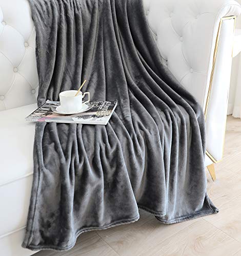 Large Flannel Fleece Throw Blanket (Two Pack 50"x70" / Grey)