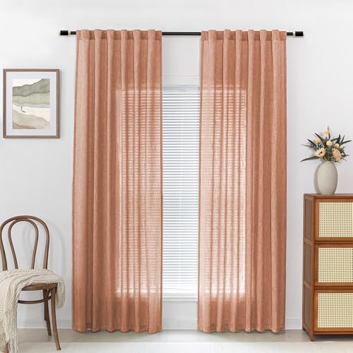 Burnt Orange Curtains for Bedroom 84 Inch Length (50"W x 84"L (Pack of 2) / Burnt Orange)