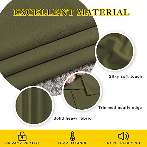 Bedroom Room Darkening Curtains and Drapes (Olive / 46"W x 54"L (Pack of 2))