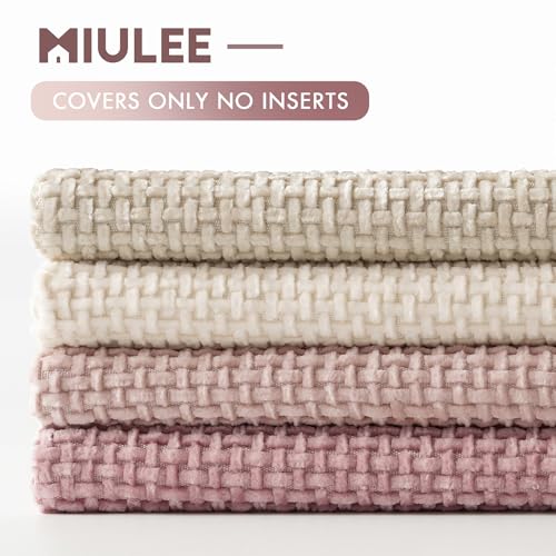Soft Decorative Chenille Pillow Covers Light Pink 20x20 Pack of 4 (20" x 20" (Pack of 4) / Neutral Pink)