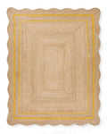 Chouhan Natural Jute Scalloped Bohemian Decor Handwoven Custom Decorative Rug (Yelllow / 2'6" x 18' (Rectangular))