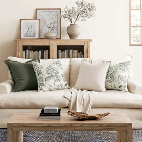 Set of 2 Decorative Floral Pillow Covers 18x18 Inch Dark Green (18" x 18" (Pack of 2) / Dark Green)