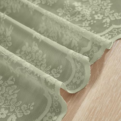 Vintage Lace Curtains 24 Inch Length (Sage Green / 26"W x 24"L (Pack of 2))