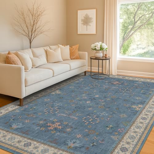 Boho 6x8 Living Room Rugs (6' x 8' (Rectangular) / Dusty Blue)