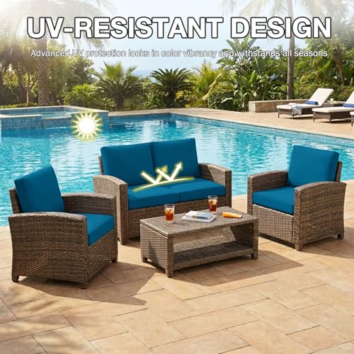 8Pcs Patio Cushion Covers (Peacock Blue / 8PCS)