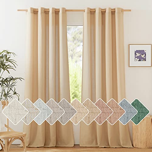 Living Room Curtains 84 inch Long Linen Blend (Burlap / 55"W x 84"L (Pack of 2))