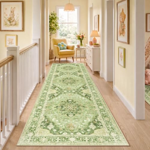 Washable Area Rug (Green/Yellow / 3' x 10' (Rectangular))