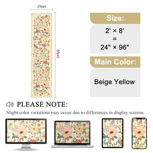 2x8 Kitchen Runner Rug (Beige Yellow / 2' x 8' (Rectangular))