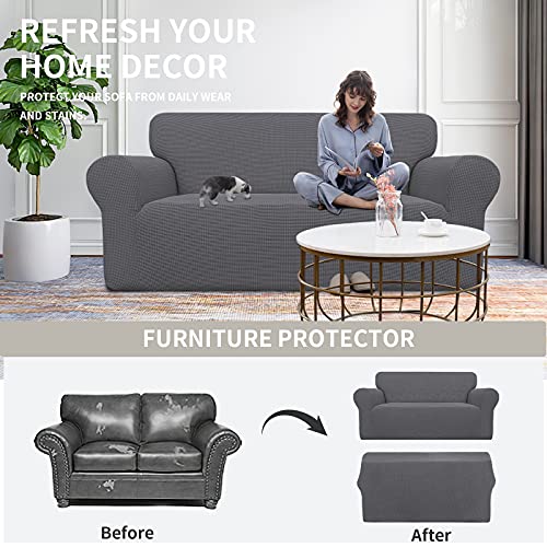 Stretch Oversized Loveseat Couch Covers Washable Grey (Medium-XL Loveseat / Grey)