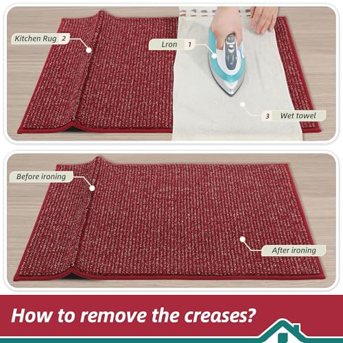 Kitchen Rugs and Mats 2PCS Non (Red / 24"x36"+24"x60" (Rectangular))