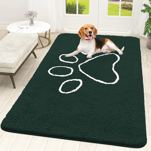 Dog Door Mat for Muddy Paws 59x35 (Blackish Green / 59" X 35")