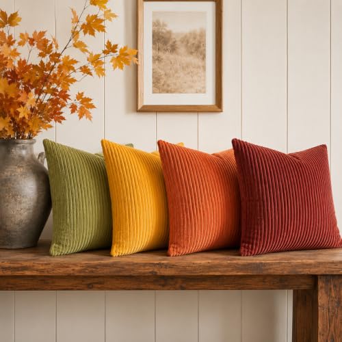 Throw Pillow Cover 4pc Set (Yellow Orange / 22" x 22" (Pack of 4))
