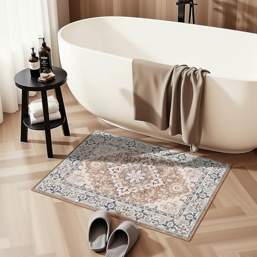 2x3 Washable Rug for Entryway Bathroom (Floral Brown / 2' x 3' (Rectangular))