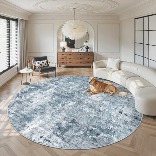 Round Rugs 9ft Living Room Circle Area Rug 9x9 Blue (Blue/Grey / 9' (Round))