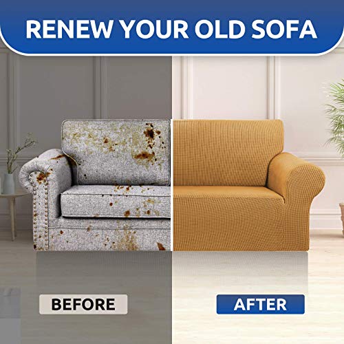 Stretch Loveseat Couch Cover (Golden / Medium)
