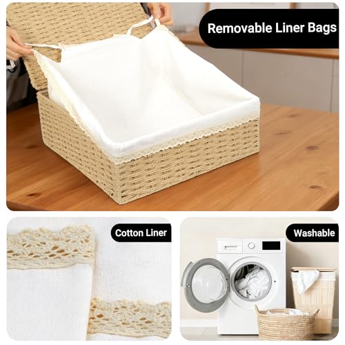 Rattan Divided Storage Basket with Lid (Divided Paper * Set of 3)