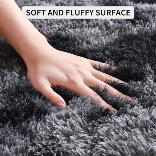 Area Rugs 9x12 for Living Room (Tie-dyed Dark Grey / 9' X 12' (Rectangular))