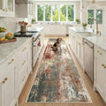 Washable Runner 2'6"x10' Abstract Area Rug for Hallway Rustic Brown (Rust Red/Green/Blue/Multi / 2'6" x 10' (Runner))
