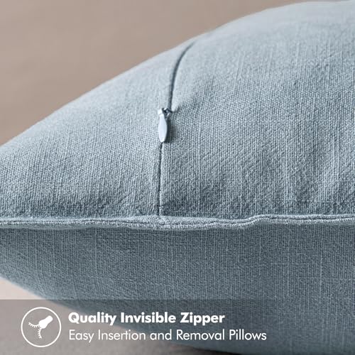 Decorative Linen Euro Sham Pillow Covers 28x28 Inch Blue Grey (Blue Grey / 28" x 28" (Pack of 2))