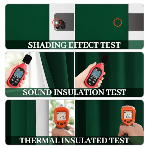 100% Blackout Curtains 52x84 inch Dark Green Window Drapes (Dark Green / 52"W x 84"L (Pack of 2))