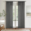 Charcoal Grey 84 Inch Pinch Pleated Linen Semi Sheer Curtains 2 Panel Set (Charcoal Grey / 40"W x 84"L (Pack of 2))