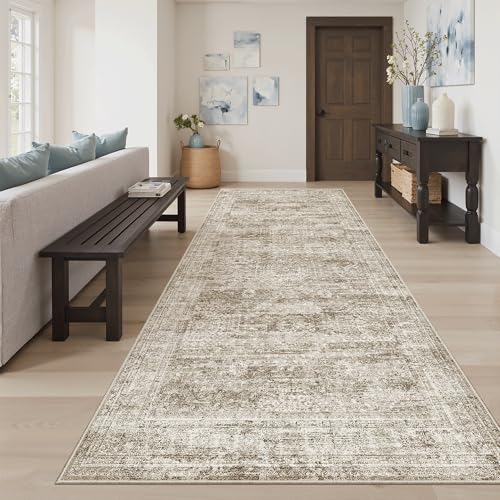 Washable 4x8 Hallway Runner Rug Non (Brown / 4' x 8' (Runner))