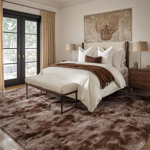 8x10 Ft Extra Large Shag Brown Area Rug for Living Room (Ac Tie Dyed Coffee / 8' X 10' (Rectangular))