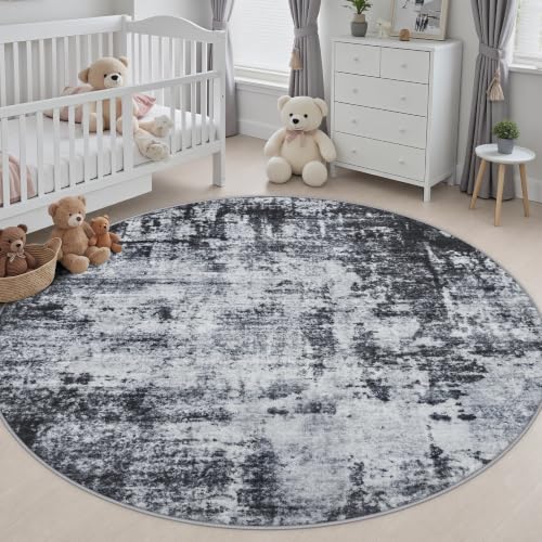 Round Area Rug Living Room (Dark Black / 6' (Round))