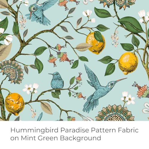 Green Floral Curtains 84 Inches Long Vintage French Country Grommet Botanical Hummingbird Woodland Jungle Victorian Patterned Mint Green Lemon Drapes for Bedroom Dining Living Room (Mint Green / 52"W x 84"L (Pack of 2))