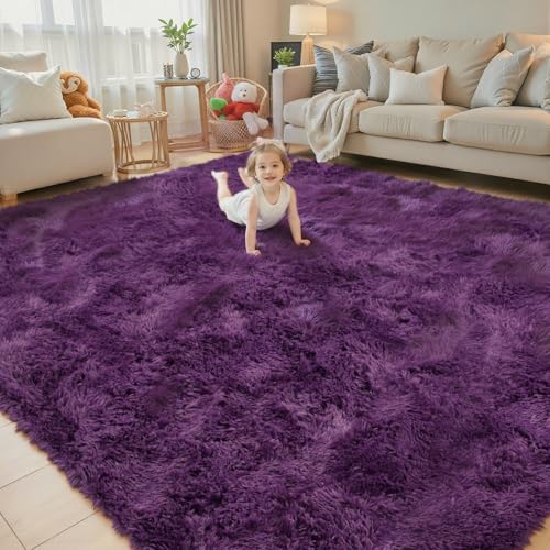 Fluffy Rug Shag Area Rug (Grape Purple / 3' x 5' (Rectangular))