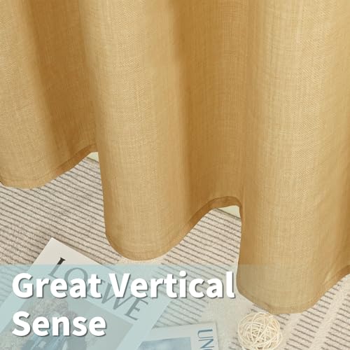 Caramel Brown Linen Curtains for Living Room 84 Inch Length 2 Panels (52"W x 84"L (Pack of 2) / Silver Grommet-caramel Brown)