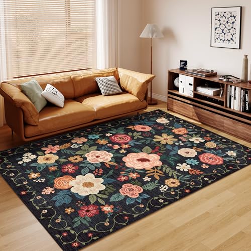 5x8 Area Rug for Bedroom (Black / 5' x 8' (Rectangular))
