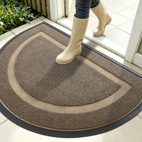Half Circle Front Door Mat Outside 35x23 All (Brown / 35" x 23")