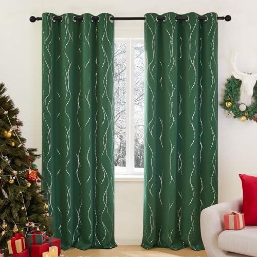Living Room Curtains 84 Inches Long (Green/Wave Dots / 52"W x 84"L (Pack of 2))