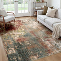 Washable Square 7'x7' Area Rug for Living Room Rustic Brown (Rust Red/Green/Blue/Multi / 7' x 7' (Square))