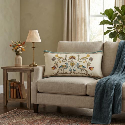 French Vintage Linen Throw Pillow Cover (28" x 12" (Pack of 2) / Wensel C)