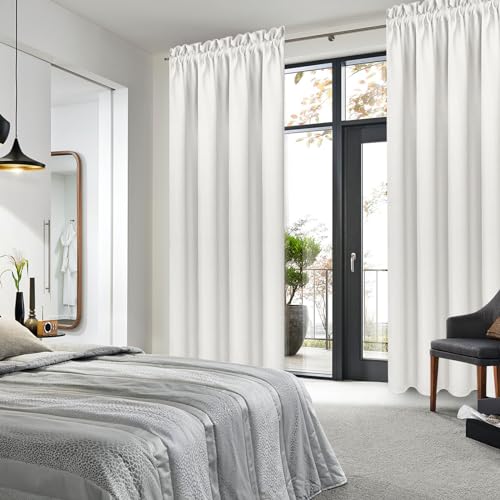 Blackout Curtains for Bedroom Living Room 38 x 84 Inch Long Ivory (Ivory / 38"W x 84"L (Pack of 2))