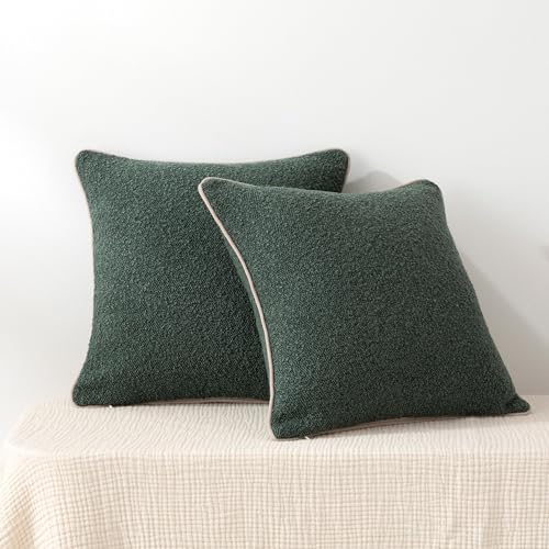 Boucle Throw Pillow Covers for Couch (Green / 24" x 24" (Pack of 2))