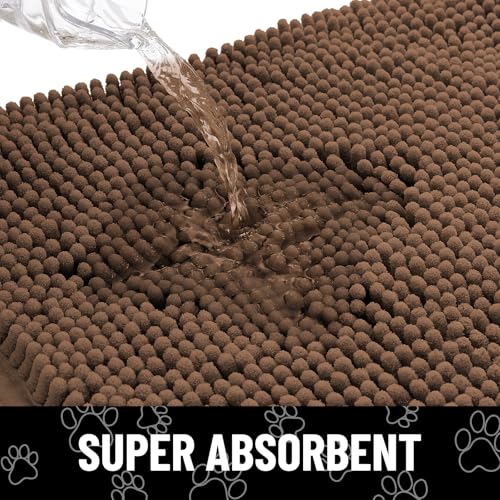 Dog Door Mat for Muddy Paws (36"X24" / Coffee and White)