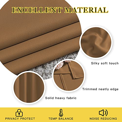 Blackout Curtains 72 inch Length 2 Panels Set (Gold Brown / 52"W x 72"L (Pack of 2))
